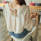 V-neck Tie-back Crepe Blouse