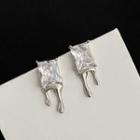Rectangle Rhinestone Melting Alloy Earring 1 Pair - Silver - One Size
