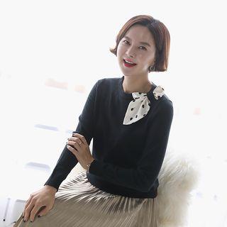 Dotted Bow-accent Sweater