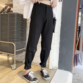 Button-hem Harem Pants