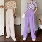 Short-sleeve Floral Print Shirt / Wide Leg Pants / Set