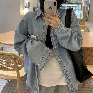 Denim Shirt Jacket Light Blue - One Size