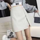 Zipped Side-slit Mini A-line Skirt