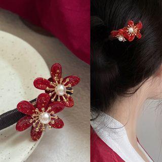 Floral Hair Stick 2832a - Red - One Size