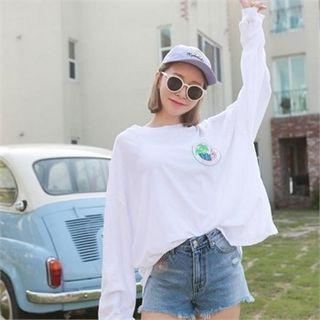 Drop-shoulder Graphic Cotton Pullover