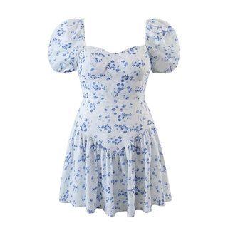 Puff-sleeve Padded Mini Corset Dress