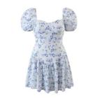 Puff-sleeve Padded Mini Corset Dress