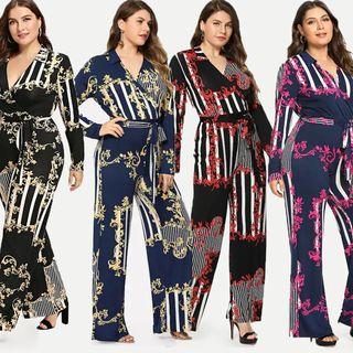 V Neck Printed Jumpsuit