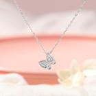 925 Sterling Silver Rhinestone Butterfly Pendant Necklace Butterfly - One Size