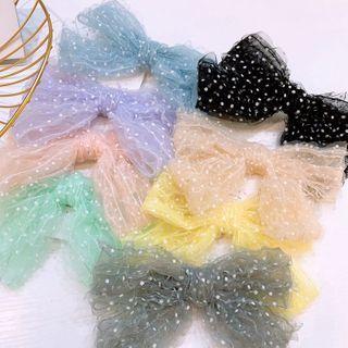 Dotted Mesh Bow Hair Clip