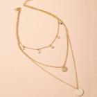 Disc Pendant Layered Alloy Necklace X289 - Gold - One Size