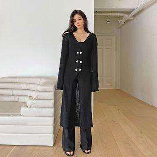Double-breasted Maxi Cardigan