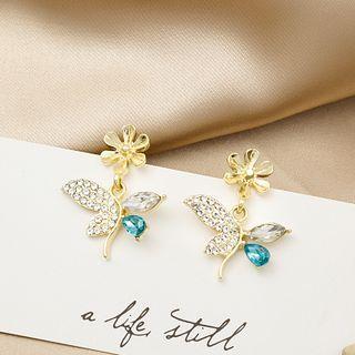 Flower Rhinestone Earring 1 Pair - E3417 - Blue - One Size