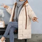 Contrast Hooded Padded Pleuche Coat