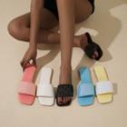 Square-toe Glitter Slide Sandals