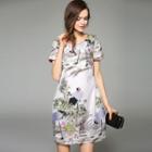 Short-sleeve Embroidery Printed Dress