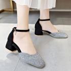 Square Toe Block Heel Dorsay Pumps