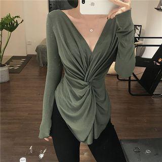 Knot V-neck Long-sleeve Top