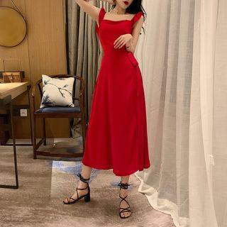 Slit-side Cutout Back Sleeveless Midi Dress