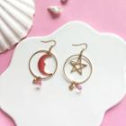 Non-matching Moon & Star Dangle Earring 1 Pair - Hook Earring - One Size