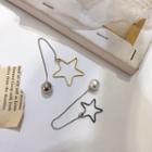 Faux Pearl Alloy Star Dangle Earring Gold & Silver - One Size