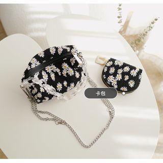 Chain Shirred Floral Crossbody Bag