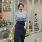 Flare-sleeve Textured Blouse