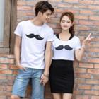 Couple Matching Printed Short Sleeve T-shirt / Set: Short Sleeve Top + Tank Dress