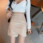 Croc Grain A-line Mini Skirt