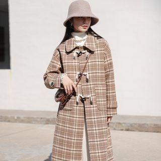 Check Toggle Long Coat