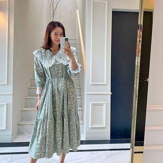 Capelet Floral Long Dress