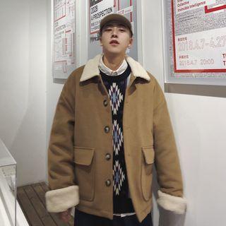 Fleece-trim Wool Jacket