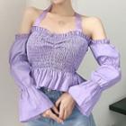 Ruffle Trim Off-shoulder Cropped Blouse