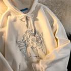 Angel Embroidered Half-zip Hoodie