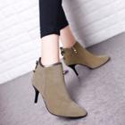 High Heel Bow-accent Ankle Boots