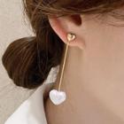 Alloy Faux Pearl Heart Dangle Earring 1 Pair - 925 Silver Needle - One Size
