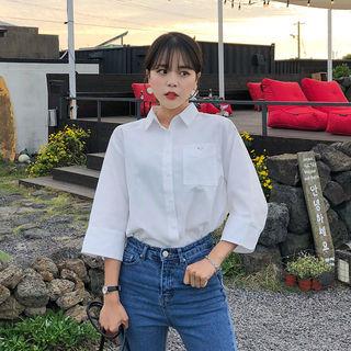 Notched-cuff 3/4-sleeve Shirt