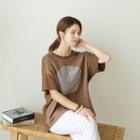 Printed Contrast-panel Dip-back T-shirt