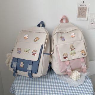 Two-tone Backpack / Bag Charm With Brooch