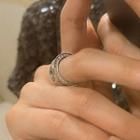 Rhinestone Open Ring J2656 - Silver - One Size