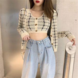 Set: Plaid Camisole Top + Light Jacket