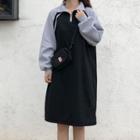 Puff-sleeve Two-tone Sweatshirt Dress
