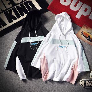 Elbow-sleeve Color Block Hoodie