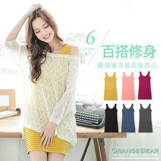 Round-neck Layered Detail Long Tank Top