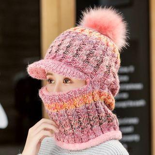 Set: Melange Bobble Knit Hat + Scarf