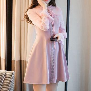 Long-sleeve Chiffon A-line Mini Dress