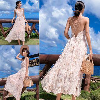 Spaghetti Strap Fringed Midi Sundress