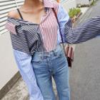 Multi-stripe Oversized Shirt Black - One Size