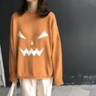 Cartoon Pattern Sweater Tangerine - One Size