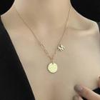 Disc Pendant Stainless Steel Necklace Gold - One Size
